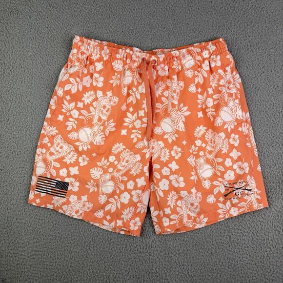 Grunt Style Other - Grunt Style Men's Large Swim Trunks Tropical Death Orange White 7" Inseam Liner